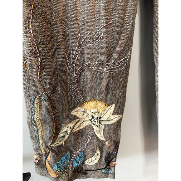 Y2K EXPRESS Herringbone Beaded embroidered sequin Dress Pants Boho Sz-Small - Picture 9 of 12